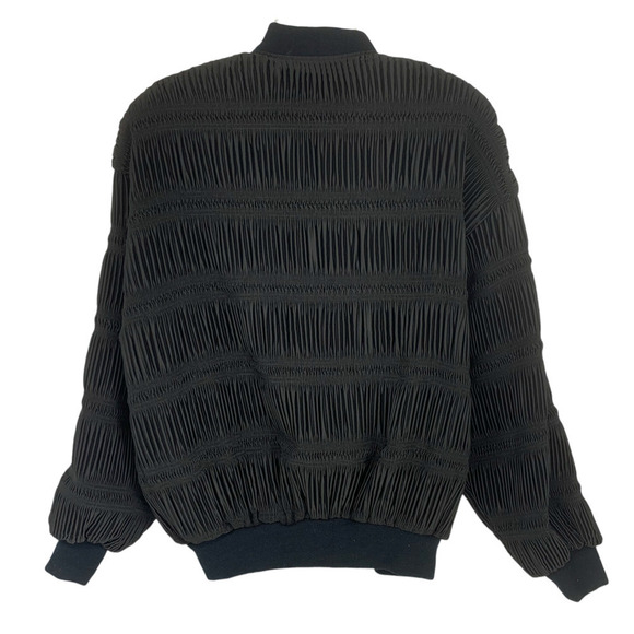 Vintage 1980's GDT Too Unusual Black Pleated Bomber Jacket Korea OSFM - Picture 8 of 8
